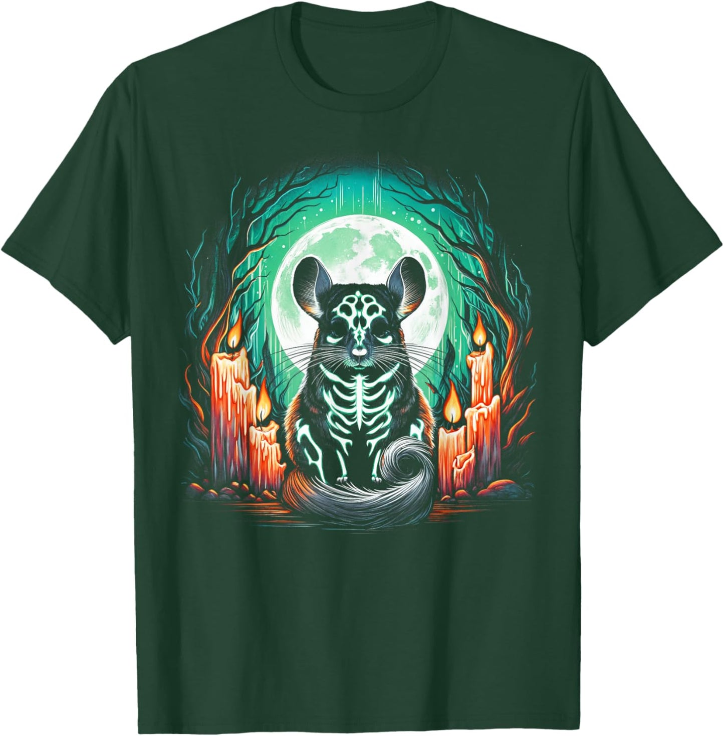 Cool Chinchilla Skeleton Halloween Christmas Birthday T-Shirt - T-Shirt | Forest