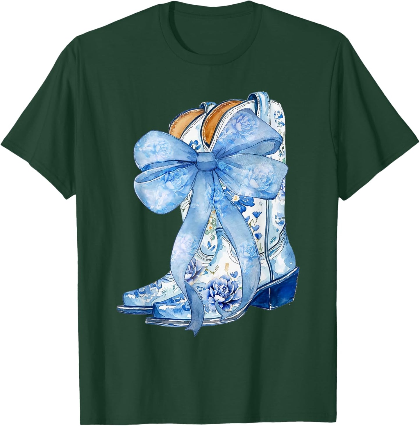 Cowgirl Boots Blue Cowgirl Shirt Girls T-Shirt - T-Shirt | Forest