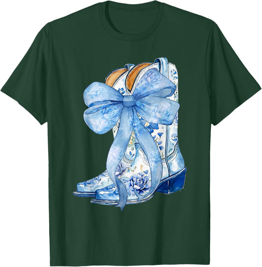 Cowgirl Boots Blue Cowgirl Shirt Girls T-Shirt - T-Shirt | Forest