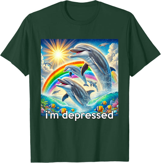 Rainbow Dolphin Men Hopecore Meme, Depressed T-Shirt - T-Shirt | Forest