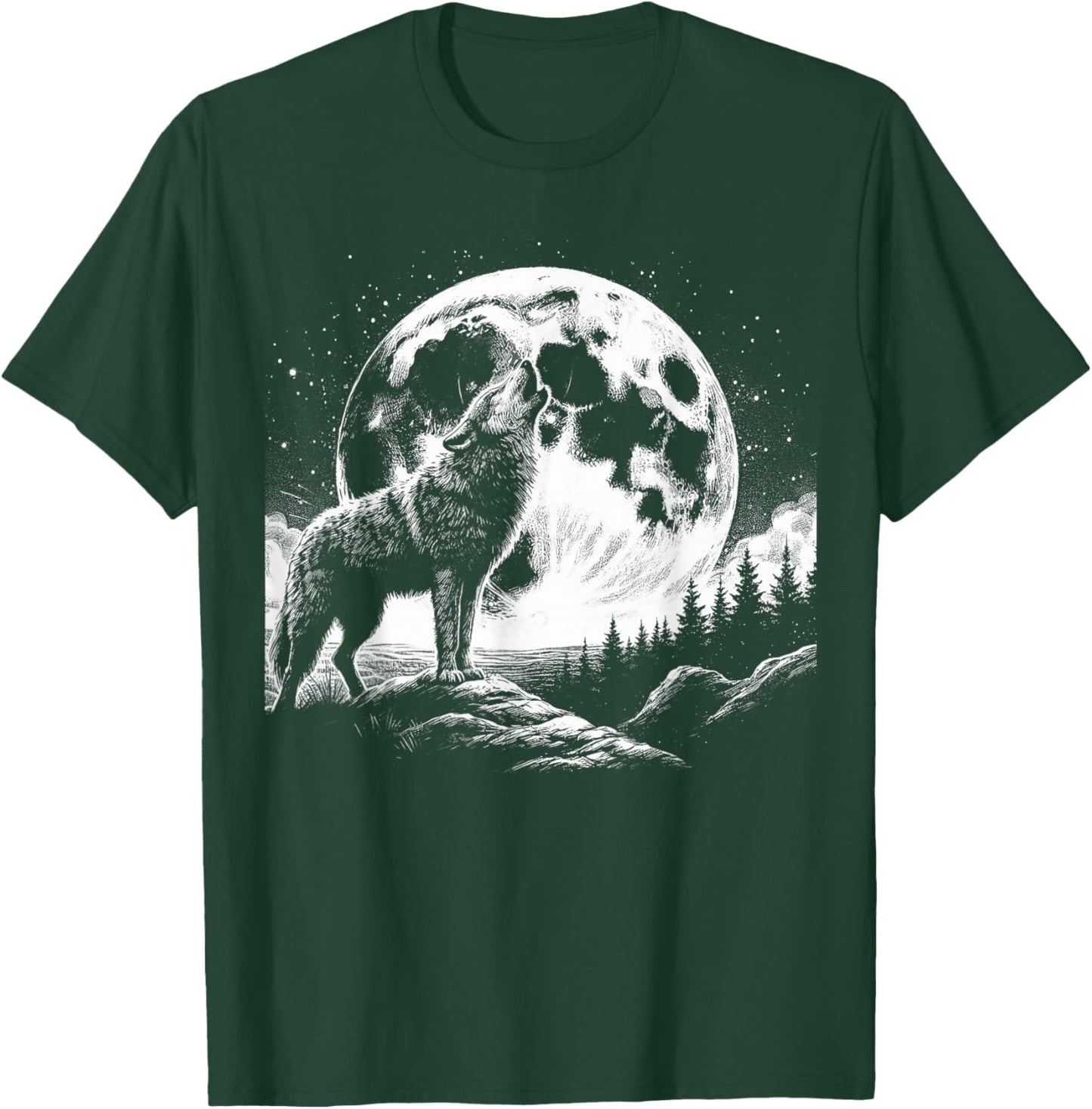 Wolf Howling Moon -Nature Wildlife Forest Animal T-Shirt - T-Shirt | Forest
