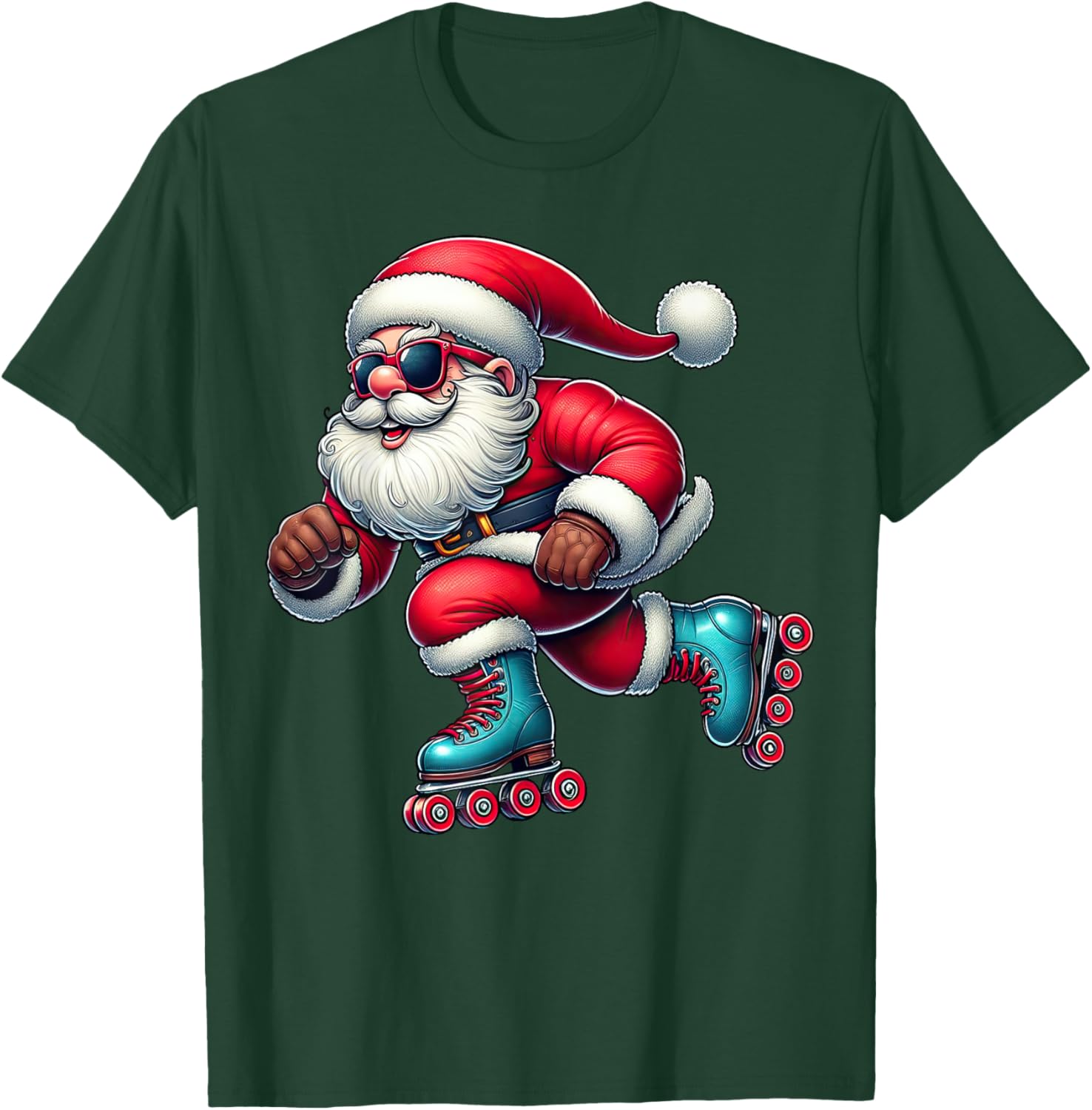 Santa Claus Roller Skating Skater Roller Skates Christmas T-Shirt - T-Shirt | Forest