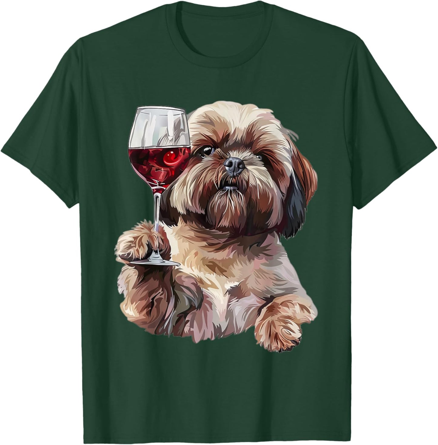 Shih Tzu Wine T-Shirt - T-Shirt | Forest
