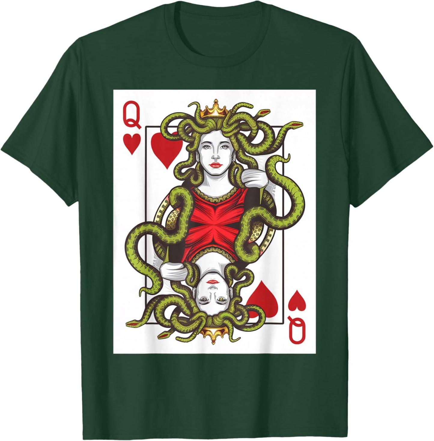Medusa Queen of Hearts Playing Card Gambling Funny Poker T-Shirt - T-Shirt | Forest