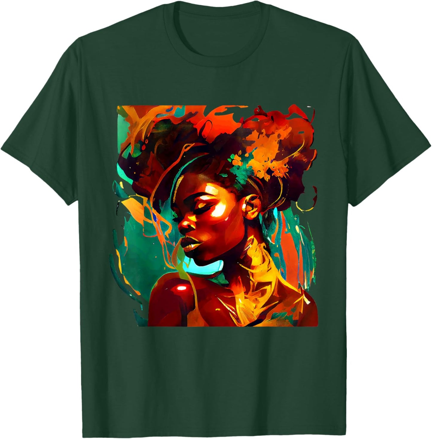 Beautuful Black Art African American Woman Painting T-Shirt - T-Shirt | Forest