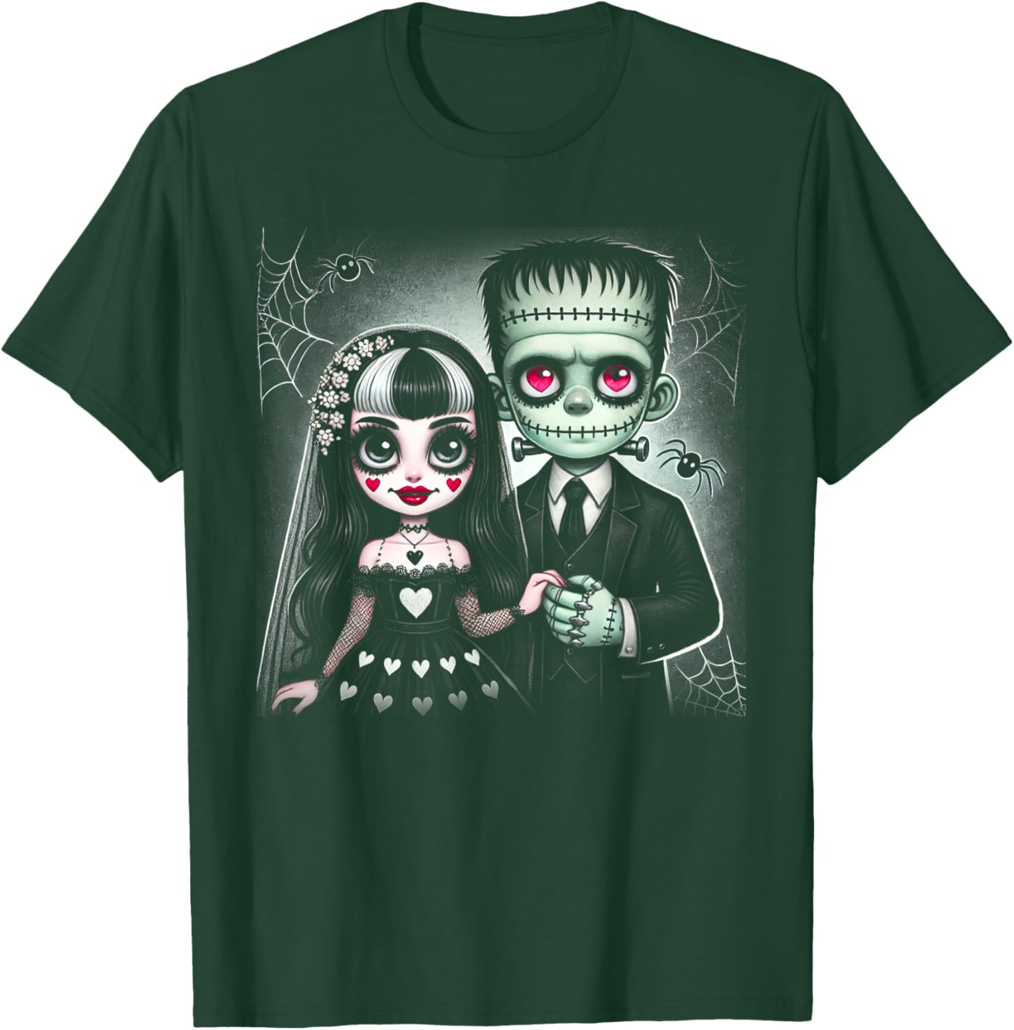 Halloween Lovers Frankenstein Skeleton Women Family T-Shirt - T-Shirt | Forest