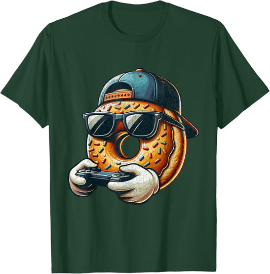 Cool Donut Playing Video Games. Funny Video Games Donuts T-Shirt - T-Shirt | Forest