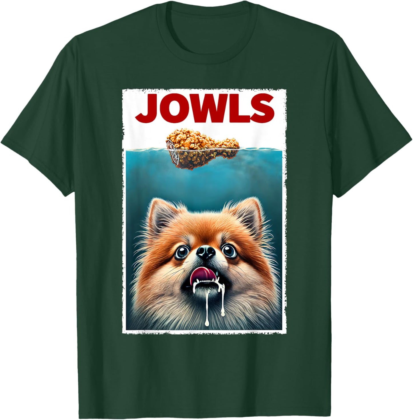 Funny Pomeranian and Fried Chicken Parody Jowls Dog Lover Women Kids T-Shirt - T-Shirt | Forest