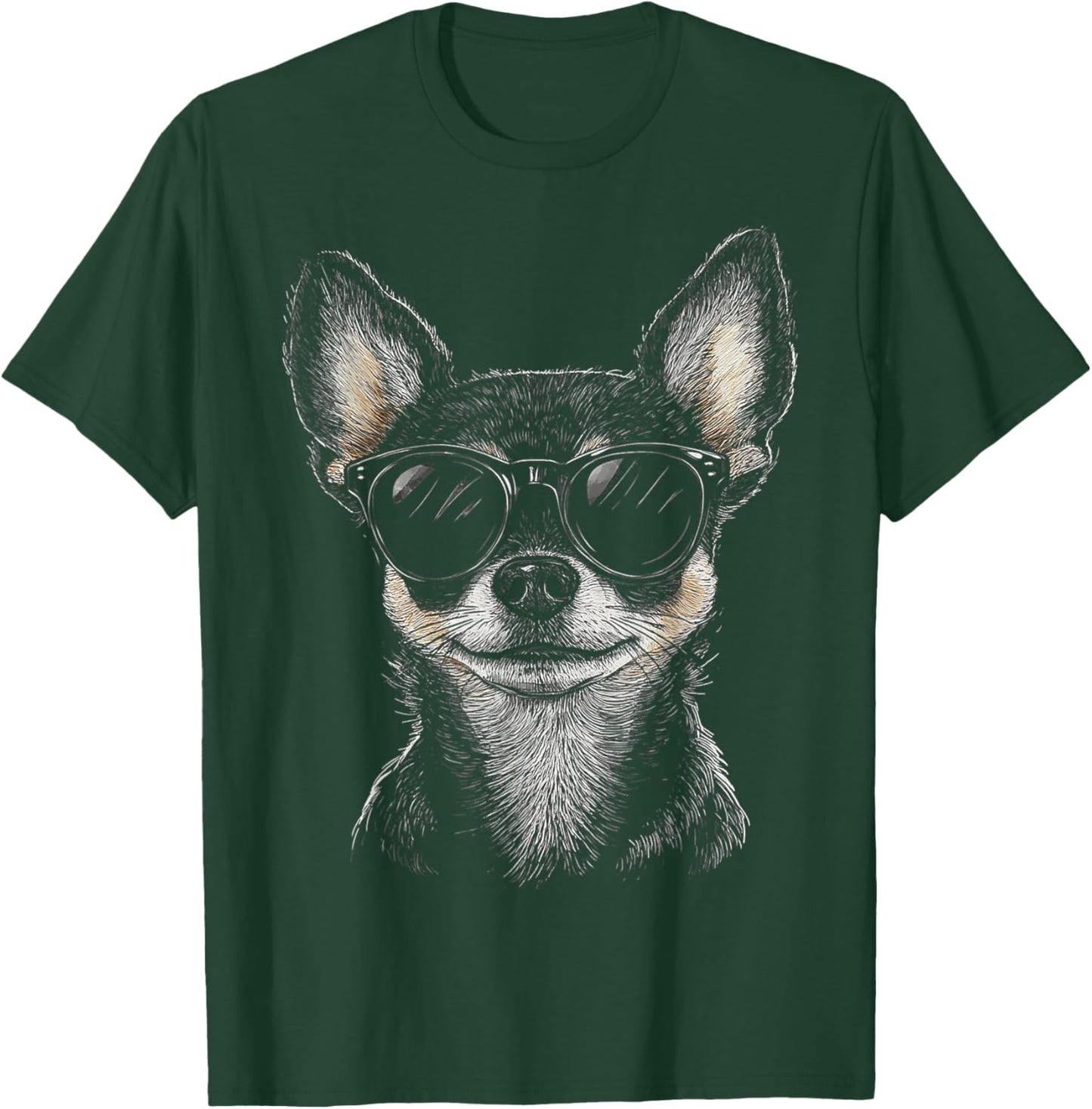 Chihuahua Dog Motif Pet Art Sunglasses Chihuahua T-Shirt - T-Shirt | Forest