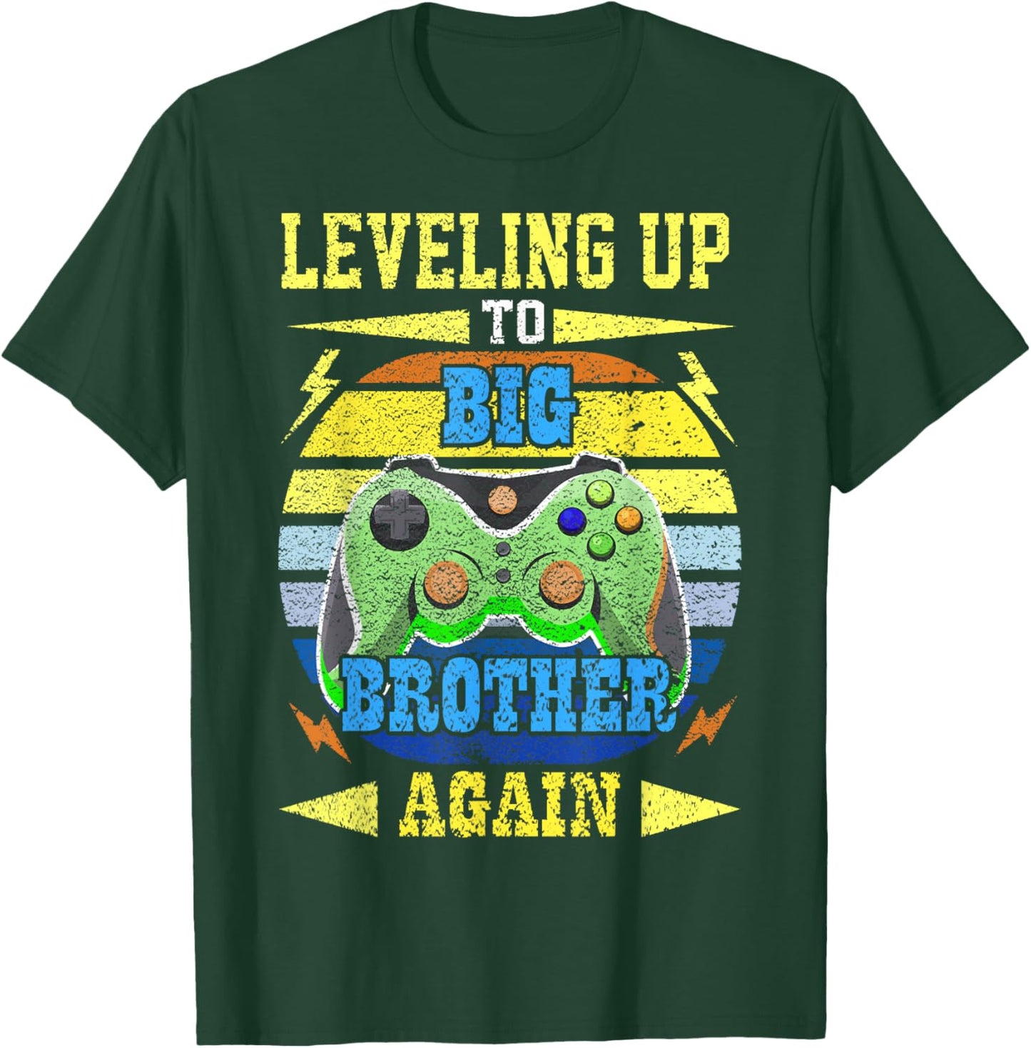 Funny Leveling Up To Big Brother Again Big Bro Gaming Gifts T-Shirt - T-Shirt | Forest