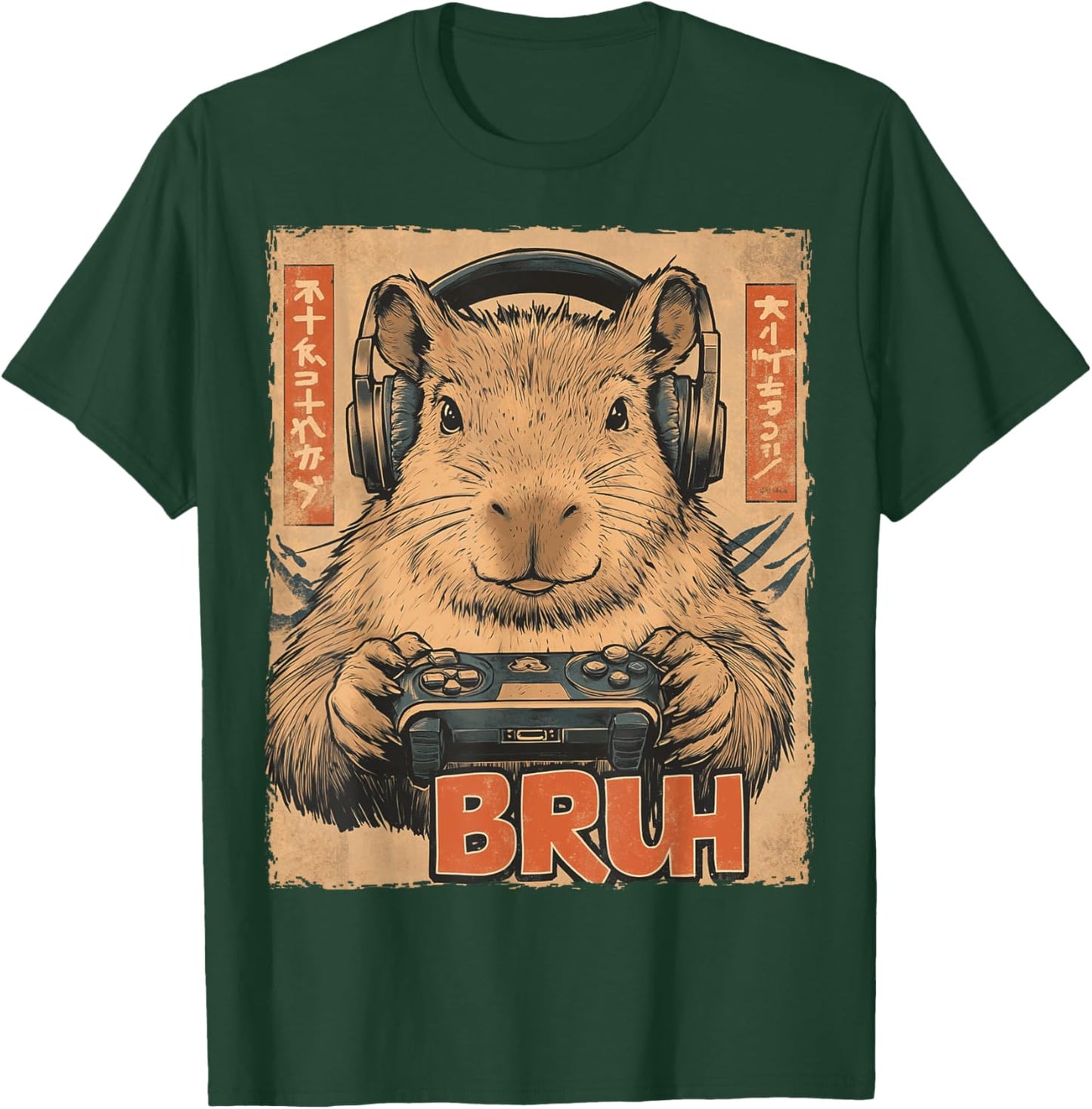 Funny Capybara Bruh Video Games Japanese Anime Manga Kawaii T-Shirt - T-Shirt | Forest