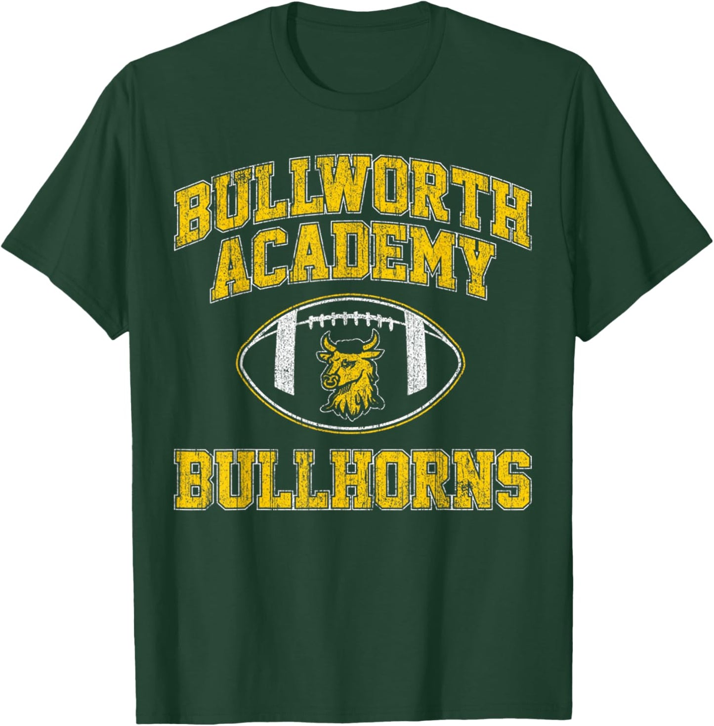 Vintage Bullworth Academy Bullhorns Football T-Shirt - T-Shirt | Forest