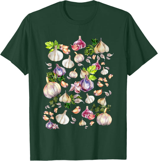 Cottagecore Garlic Onion Vegetable Gardening Garlic Lover T-Shirt - T-Shirt | Forest