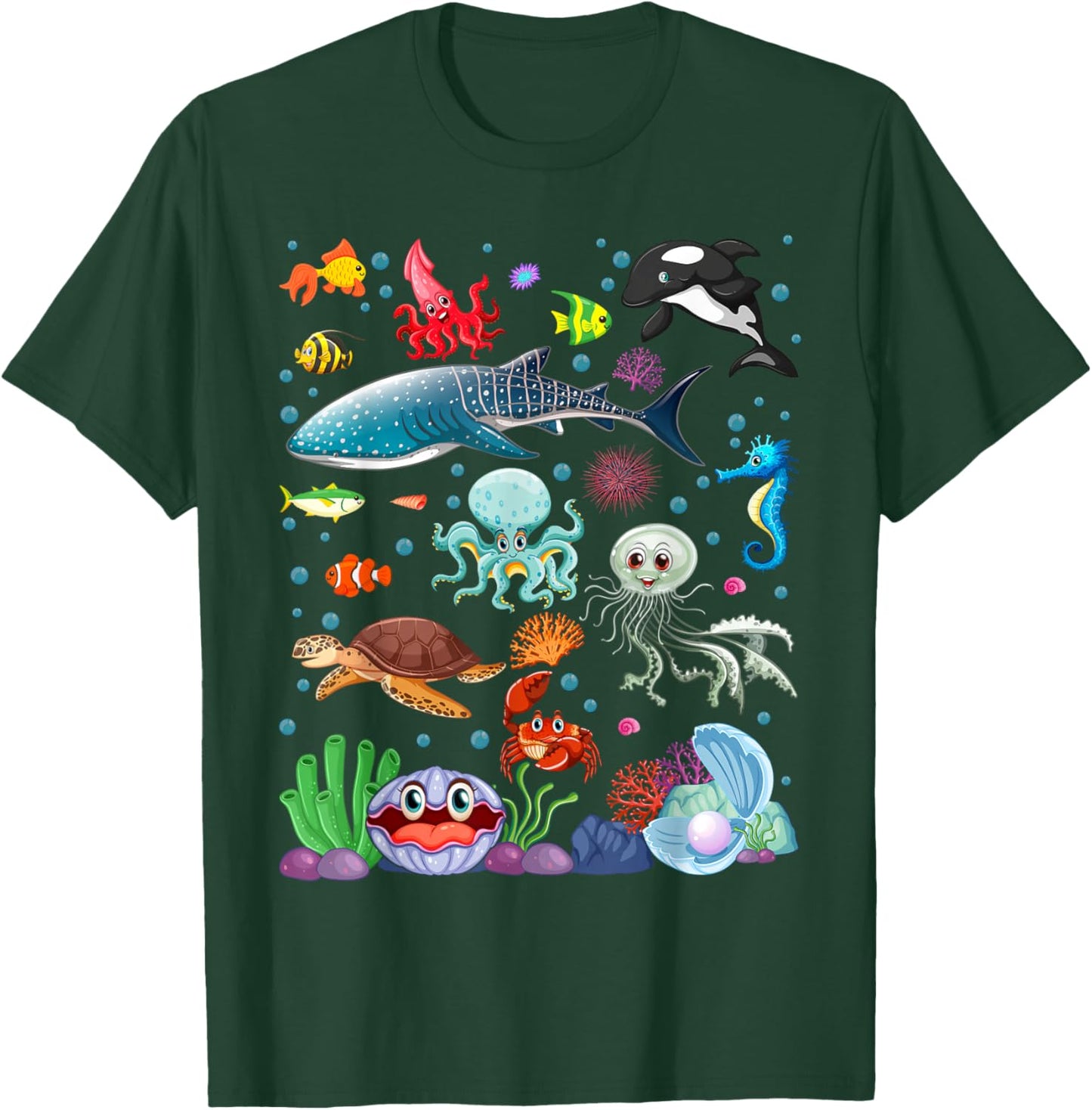 Cute Sea Animals Kids Children Ocean Creatures Clownfish T-Shirt - T-Shirt | Forest