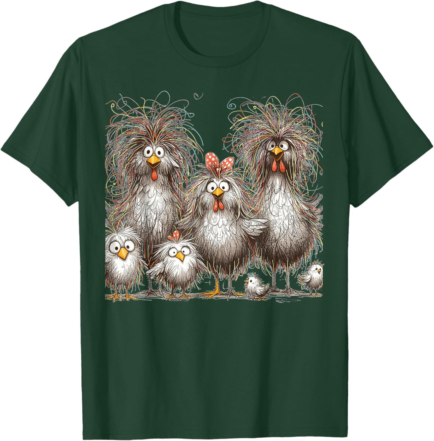 Eagerlys Colorful Funny Chicken Art, Crazy Chicken Family T-Shirt - T-Shirt | Forest