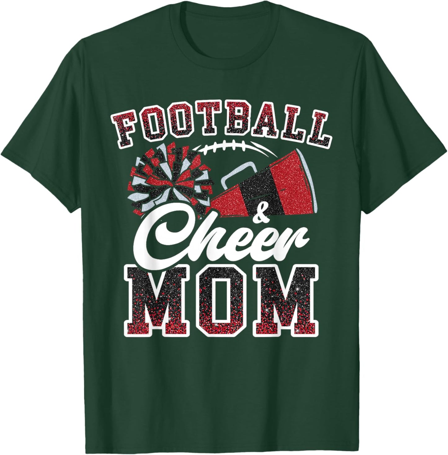 Loud Proud Football And Cheer Mom Cheerleader Mom Mama Red T-Shirt - T-Shirt | Forest
