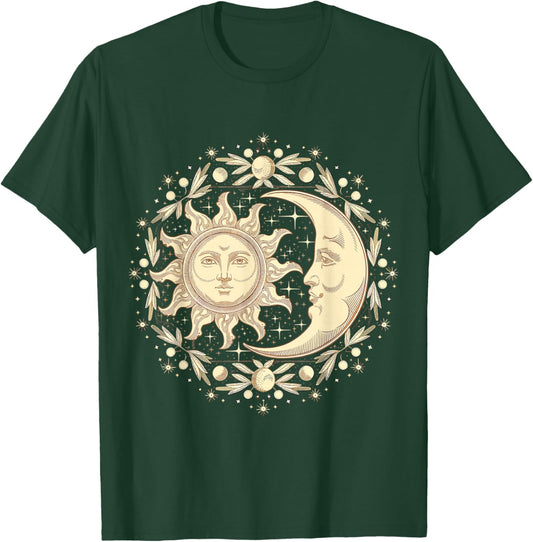 Celestial Moon and Sun T-Shirt - T-Shirt | Forest