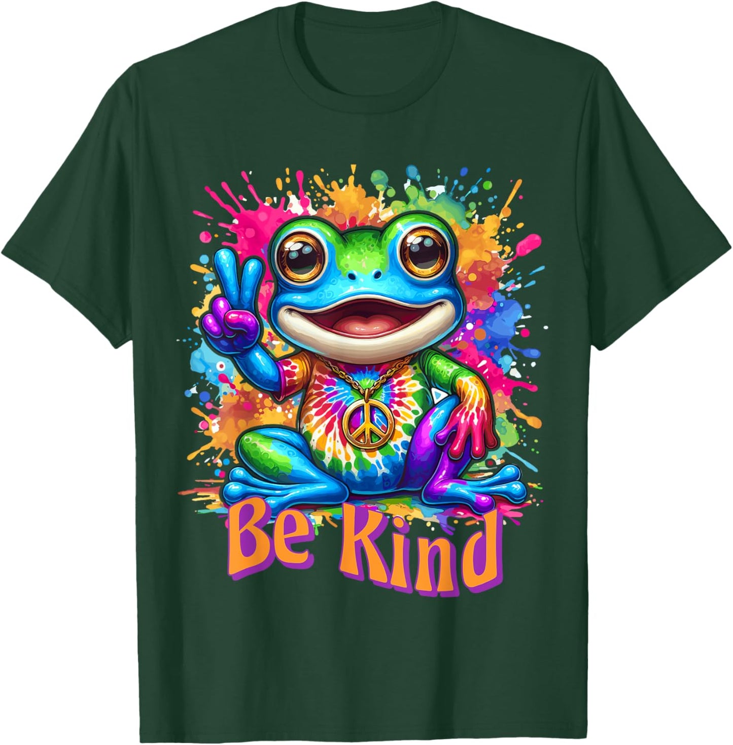 Tie-Dye Frog Peace Sign Hippie T-Shirt - T-Shirt | Forest