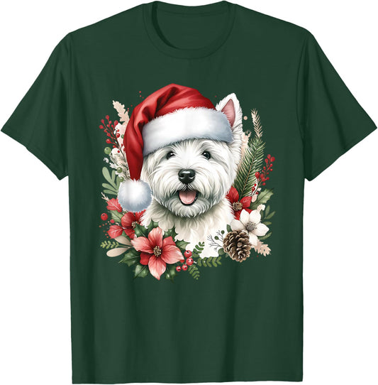 Christmas Westie West Highland Terrier Dog White Watercolor T-Shirt - T-Shirt | Forest