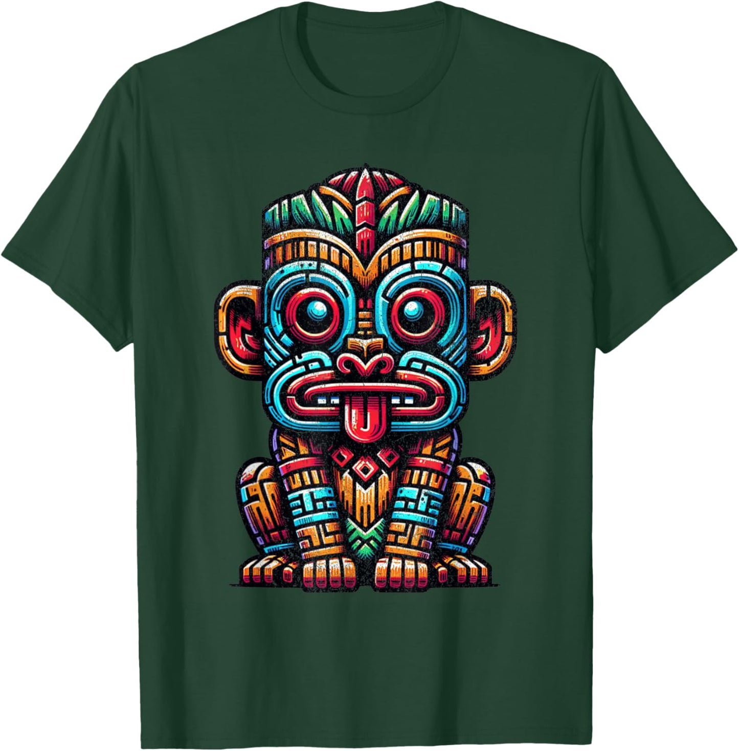 Tiki Totem Monkey Shirt Polynesian Lanai Hawaiian Animal T-Shirt - T-Shirt | Forest