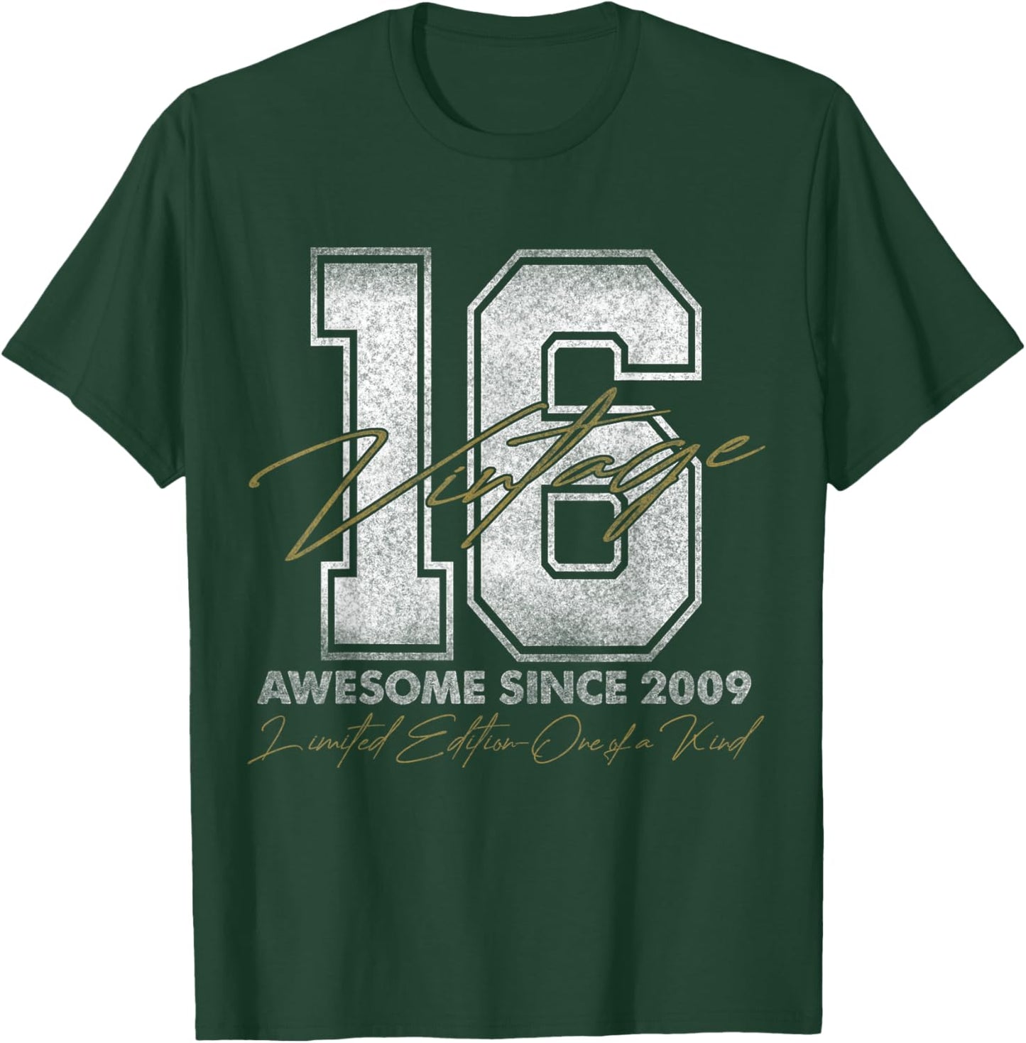 Vintage Number Shirts 2025 16 Year Old Gifts Vintage 2009 Limited Edition 16th Birthday T-Shirt - T-Shirt | Forest