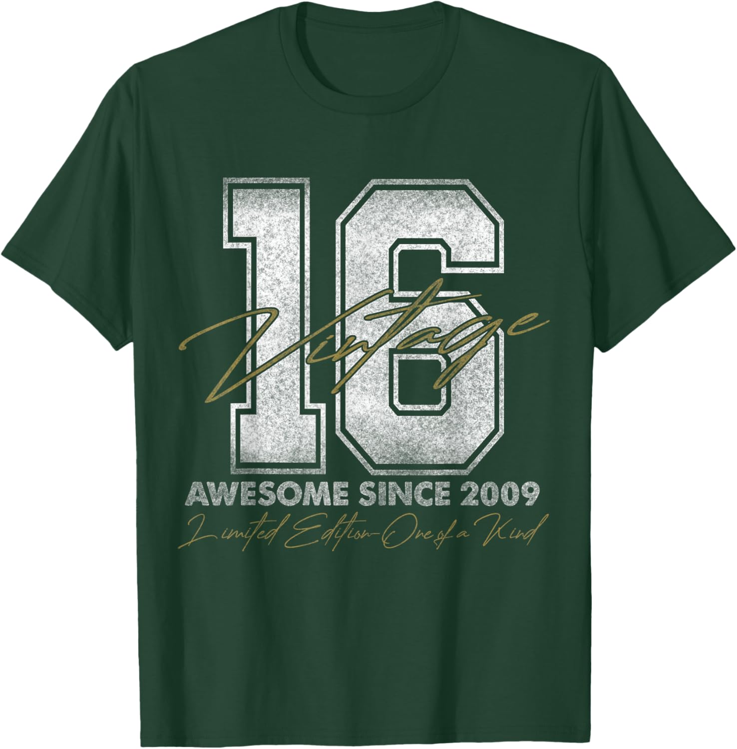 Vintage Number Shirts 2025 16 Year Old Gifts Vintage 2009 Limited Edition 16th Birthday T-Shirt - T-Shirt | Forest