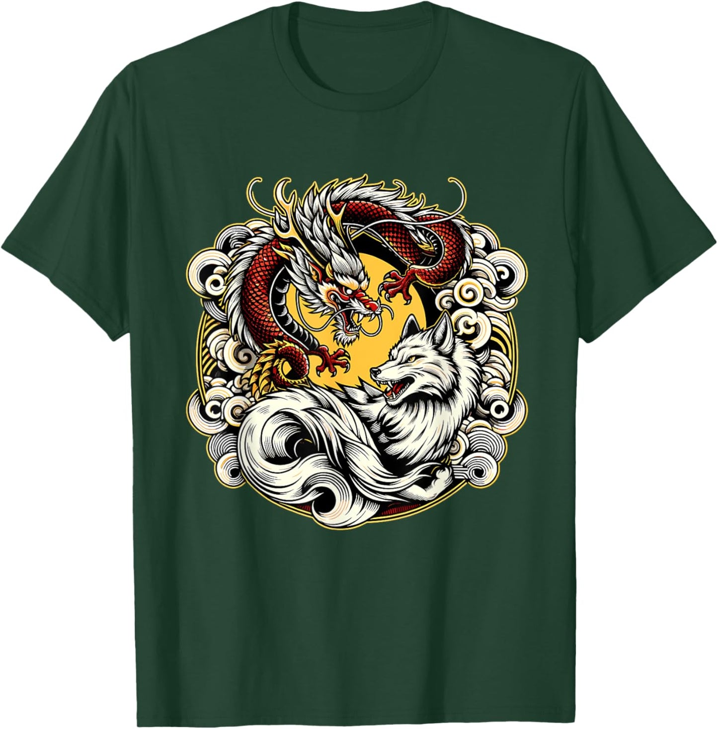 Japanese Dragon Nine-tailed Fox Kitsune T-Shirt - T-Shirt | Forest