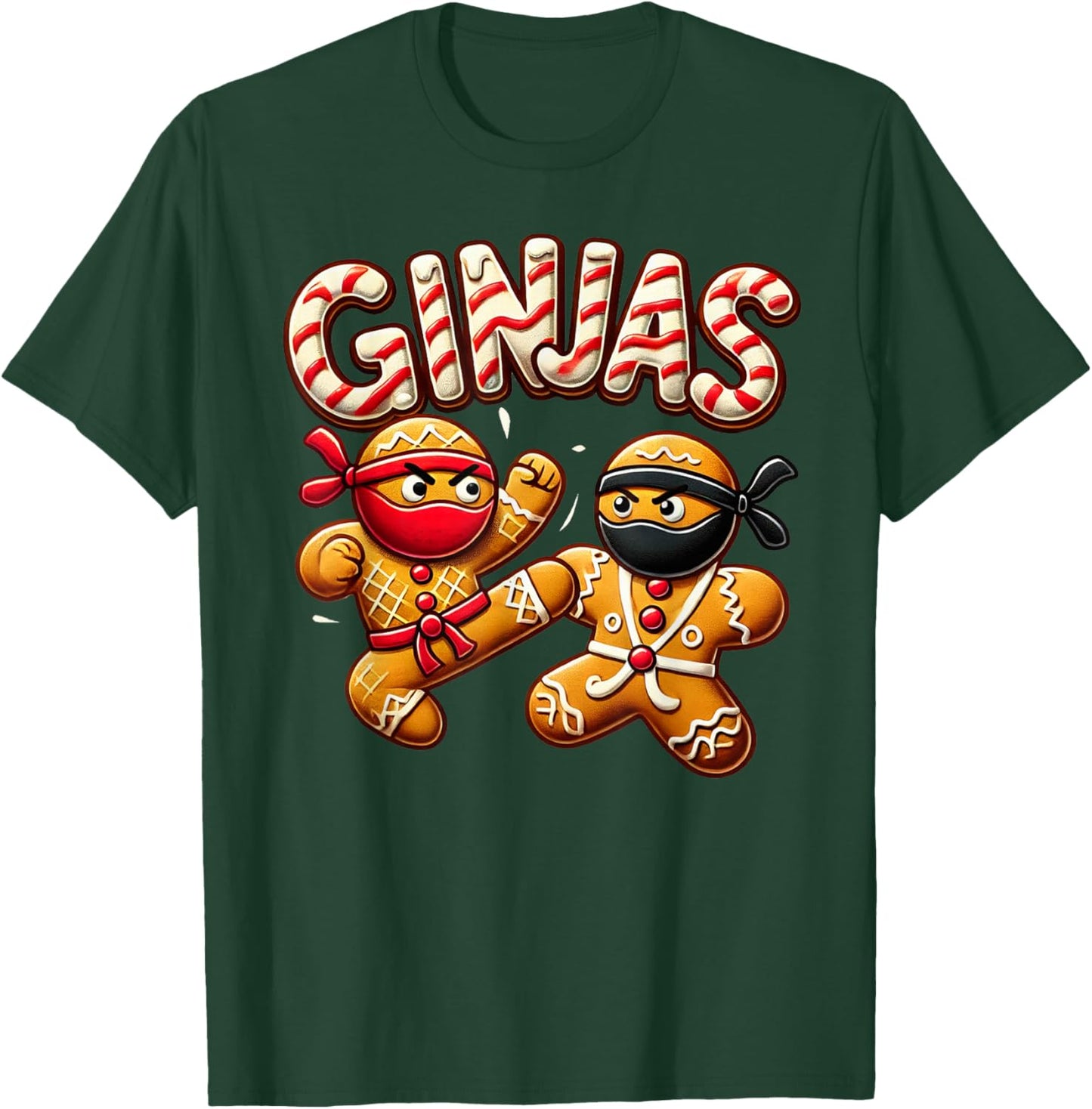 Funny Ginjas Gingerbread Ninjas for kid boys Christmas Xmas T-Shirt - T-Shirt | Forest