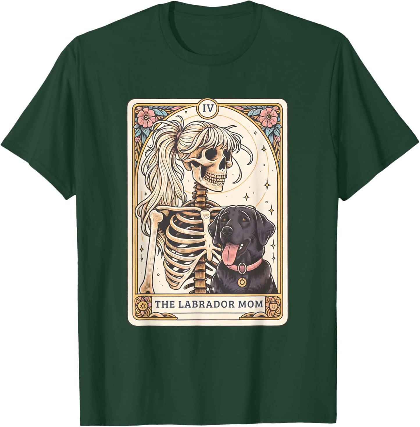 Black Lab Mom Tarot Card, Black Labrador Skeleton Halloween T-Shirt - T-Shirt | Forest