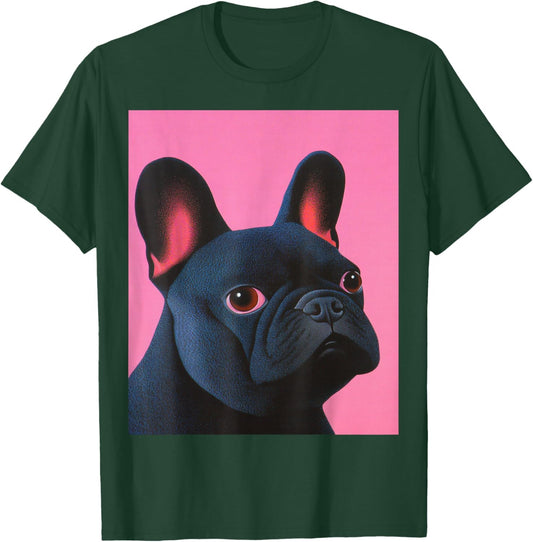 A Dog Black Frenchton French Bulldog Pink Art Frenchie T-Shirt - T-Shirt | Forest