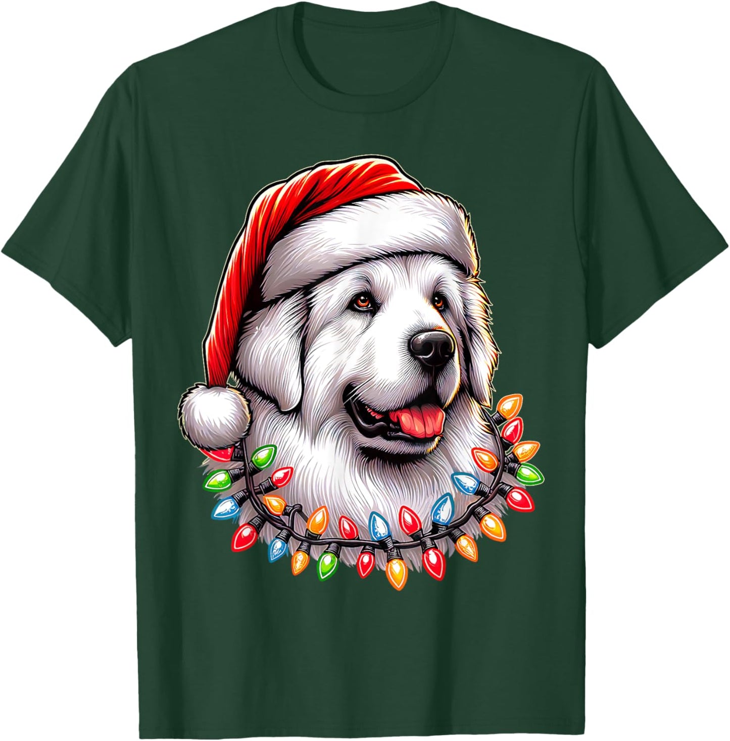 Great Pyrenees Dog Christmas Hat Xmas T-Shirt - T-Shirt | Forest