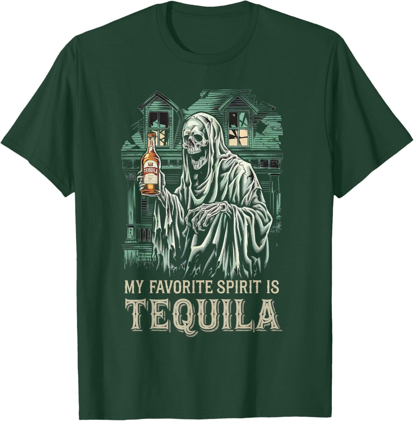 My Favorite Spirit Is Tequila Ghost Halloween Tequila T-Shirt - T-Shirt | Forest