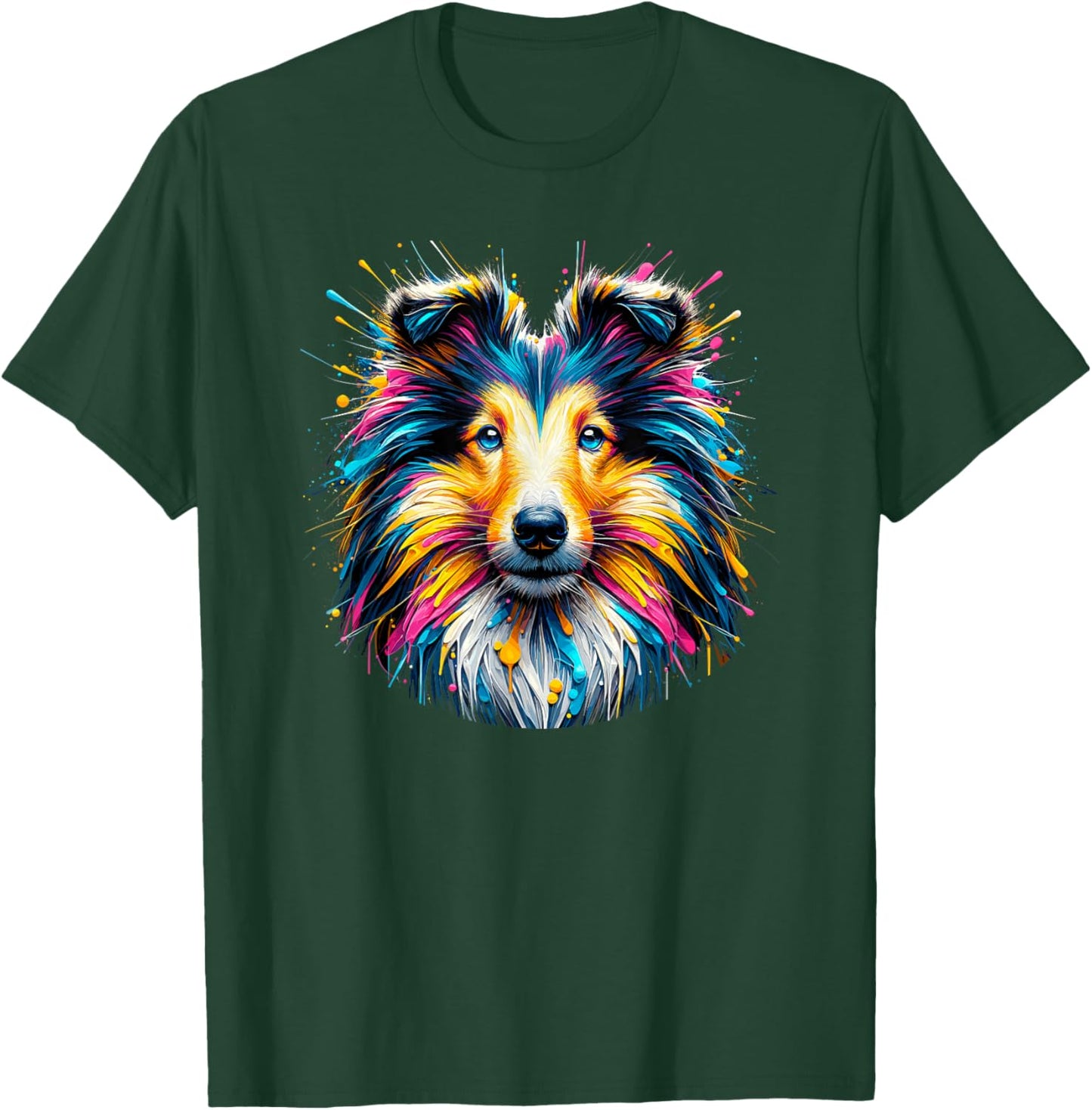 Splash Art Shetland Sheepdog Sheltie Women Girls Kids T-Shirt - T-Shirt | Forest