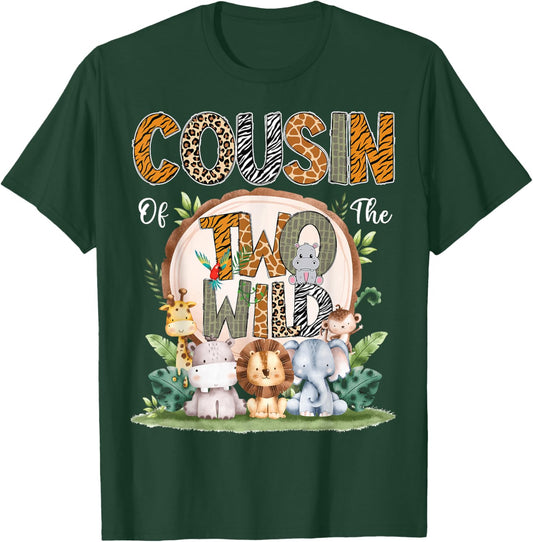 Cousin Of The Two Wild Animal Safari 2Nd Birthday Party T-Shirt - T-Shirt | Forest