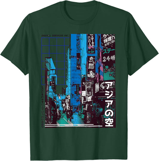 Tokyo City at Night Cityscape Photo Negative Kanji Japanese T-Shirt - T-Shirt | Forest
