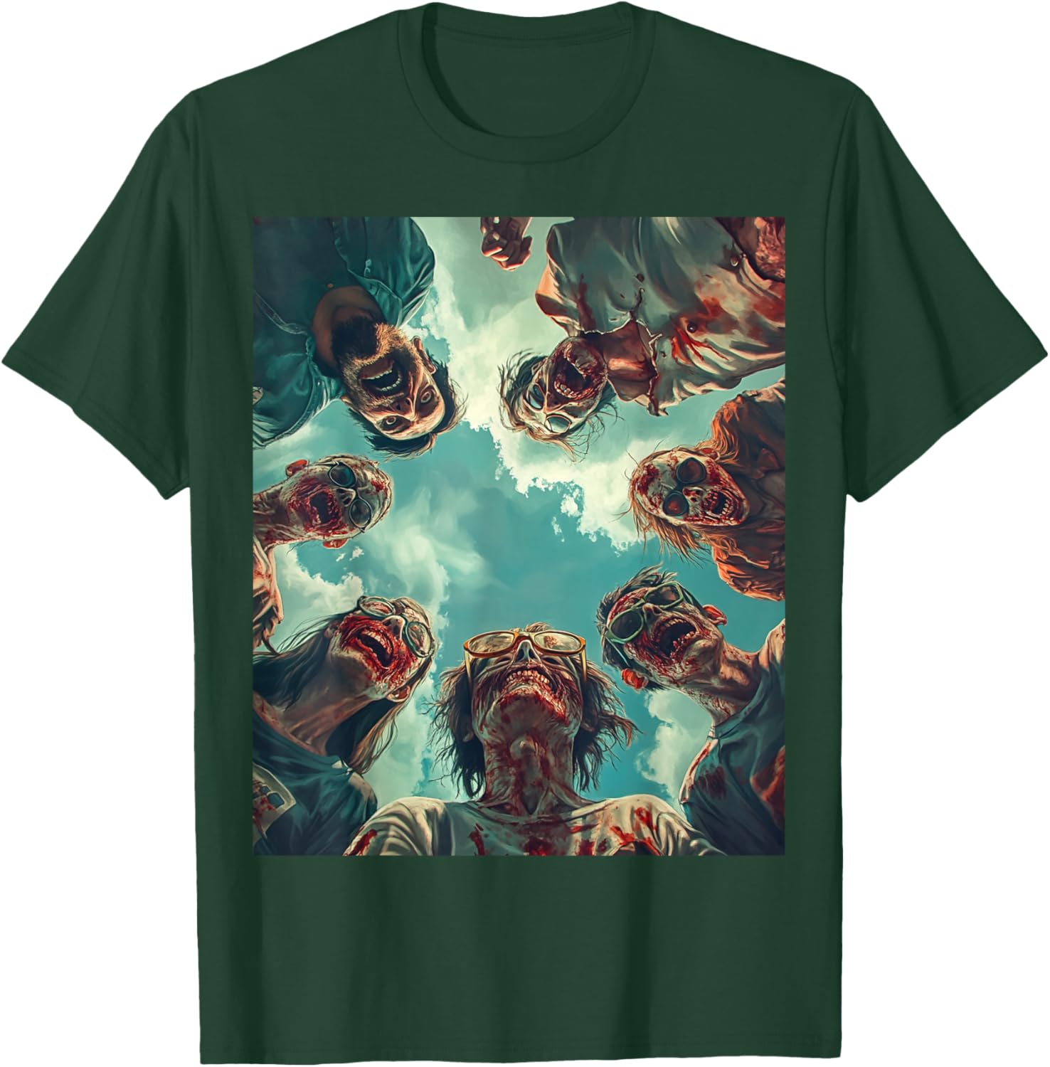 A Funny Halloween Clothing Zombies Taking a Selfie On T-Shirt - T-Shirt | Forest