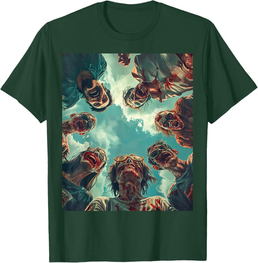 A Funny Halloween Clothing Zombies Taking a Selfie On T-Shirt - T-Shirt | Forest