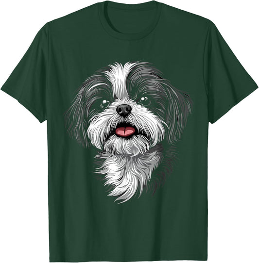 Shih Tzu Dog Motif Pet Illustration Shih Tzu T-Shirt - T-Shirt | Forest