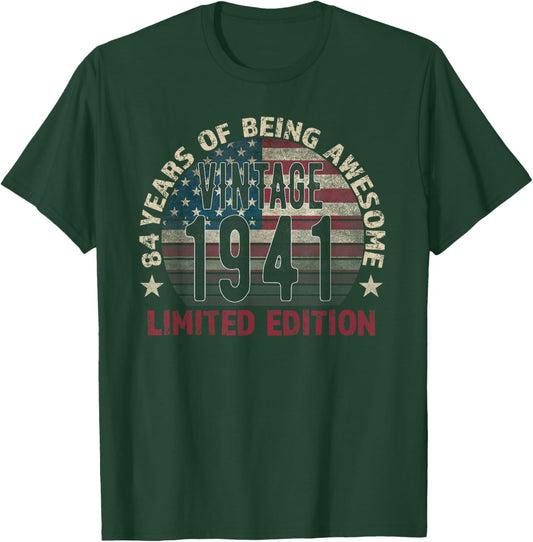 84th Birthday Gift men Vintage born 1941 turning 84 Year Old T-Shirt - T-Shirt | Forest