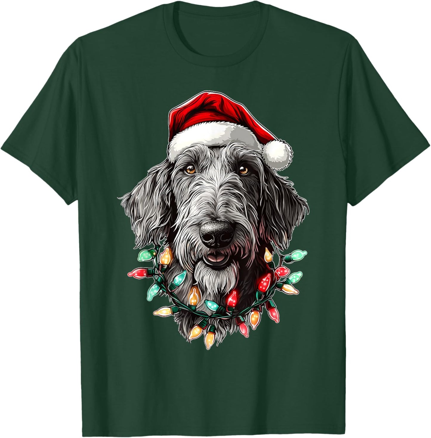 Irish Wolfhound Dog Christmas Hat Xmas Women Kids T-Shirt - T-Shirt | Forest