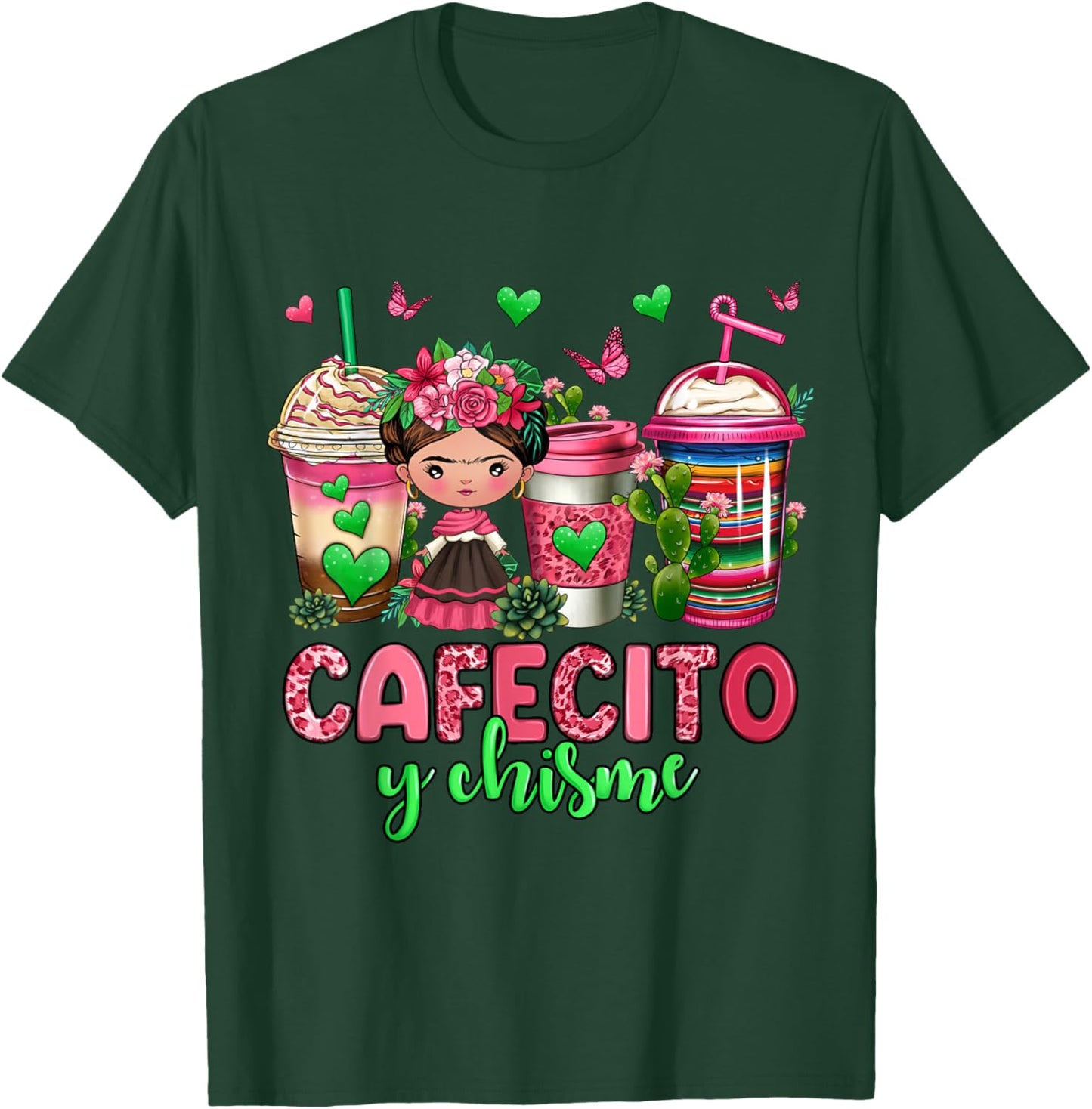 Cafecito y chisme coffee cups T-Shirt - T-Shirt | Forest