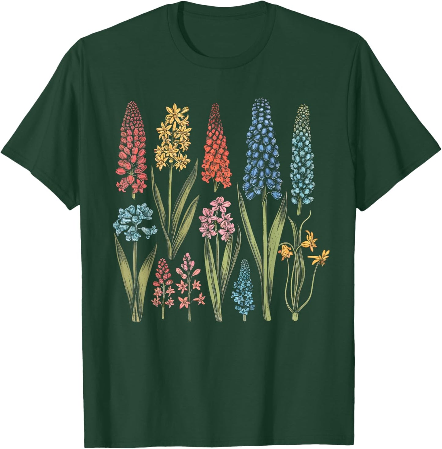 Vintage Botanical Hyacinth Flower Girl Cute Floral Plant Mom T-Shirt - T-Shirt | Forest