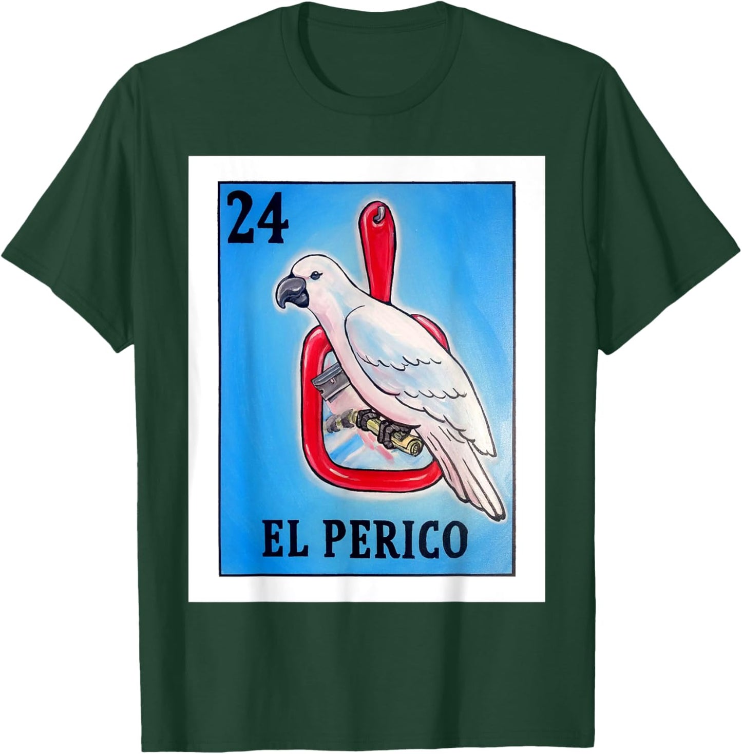 El Perico Card Parakeet Mexican Lottery Card T-Shirt - T-Shirt | Forest