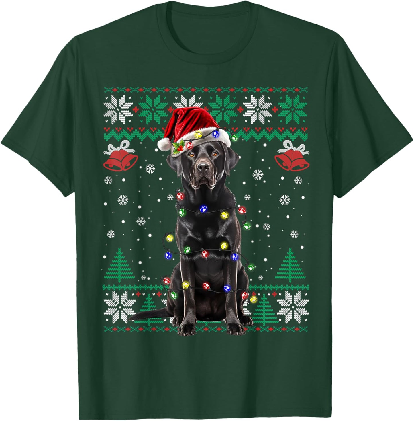 Black Lab Labrador Christmas Santa Hat Dog Ugly Sweater Women Kids T-Shirt - T-Shirt | Forest