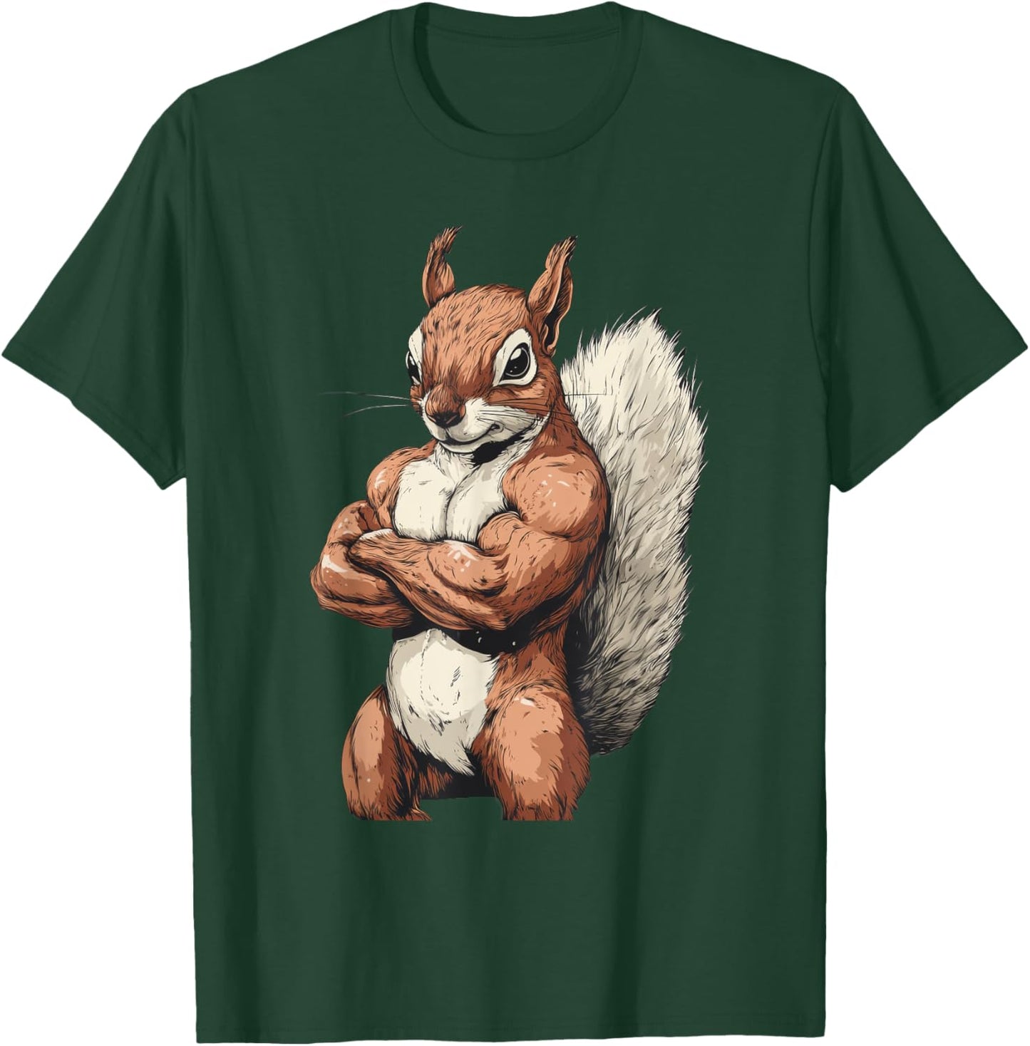 Muscular Squirrel Powerlifting Weightlifting Gym Workout T-Shirt - T-Shirt | Forest