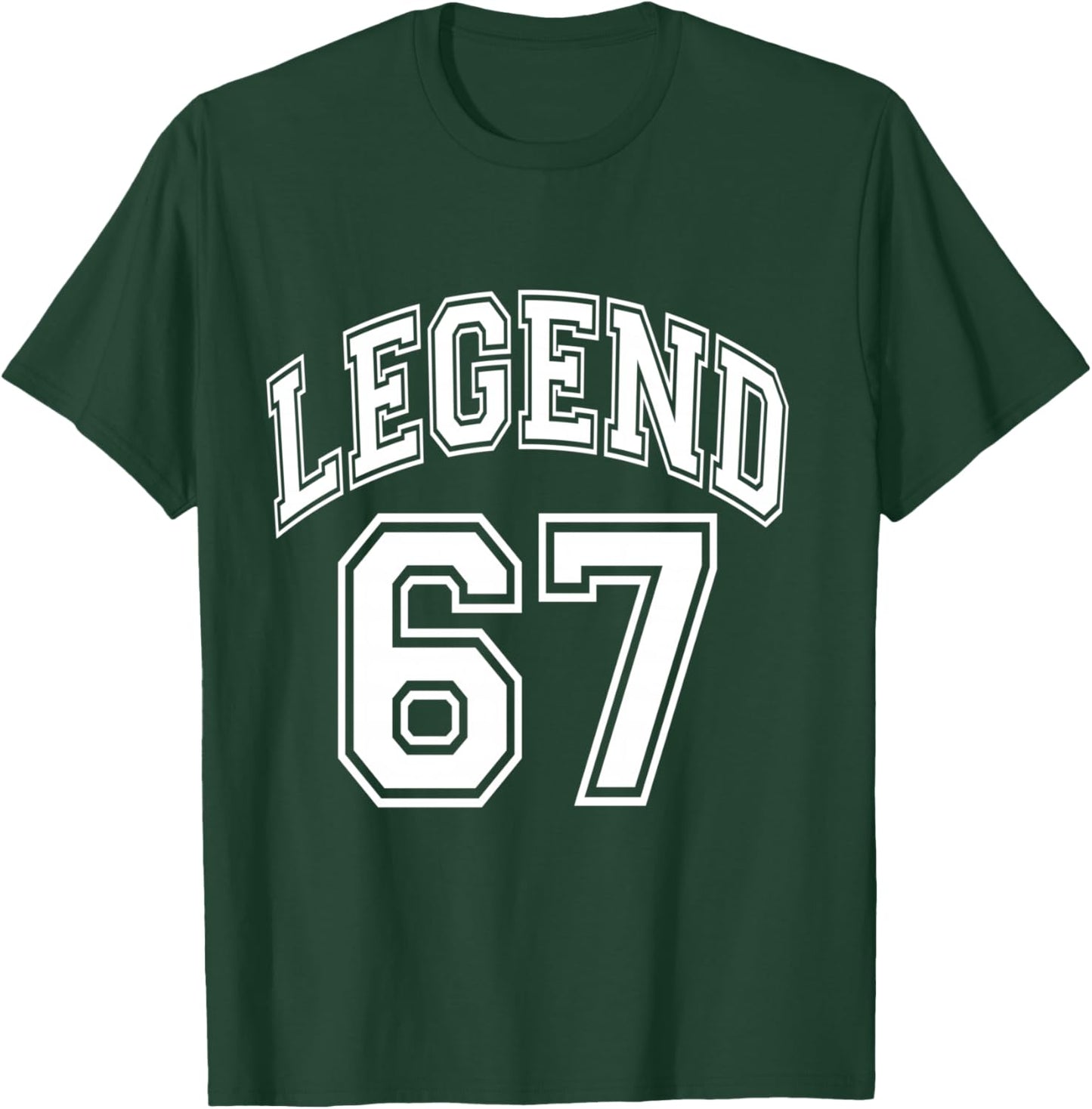 Legend 67 Number Varsity Team - 67th Birthday & 67 Years Old T-Shirt - T-Shirt | Forest