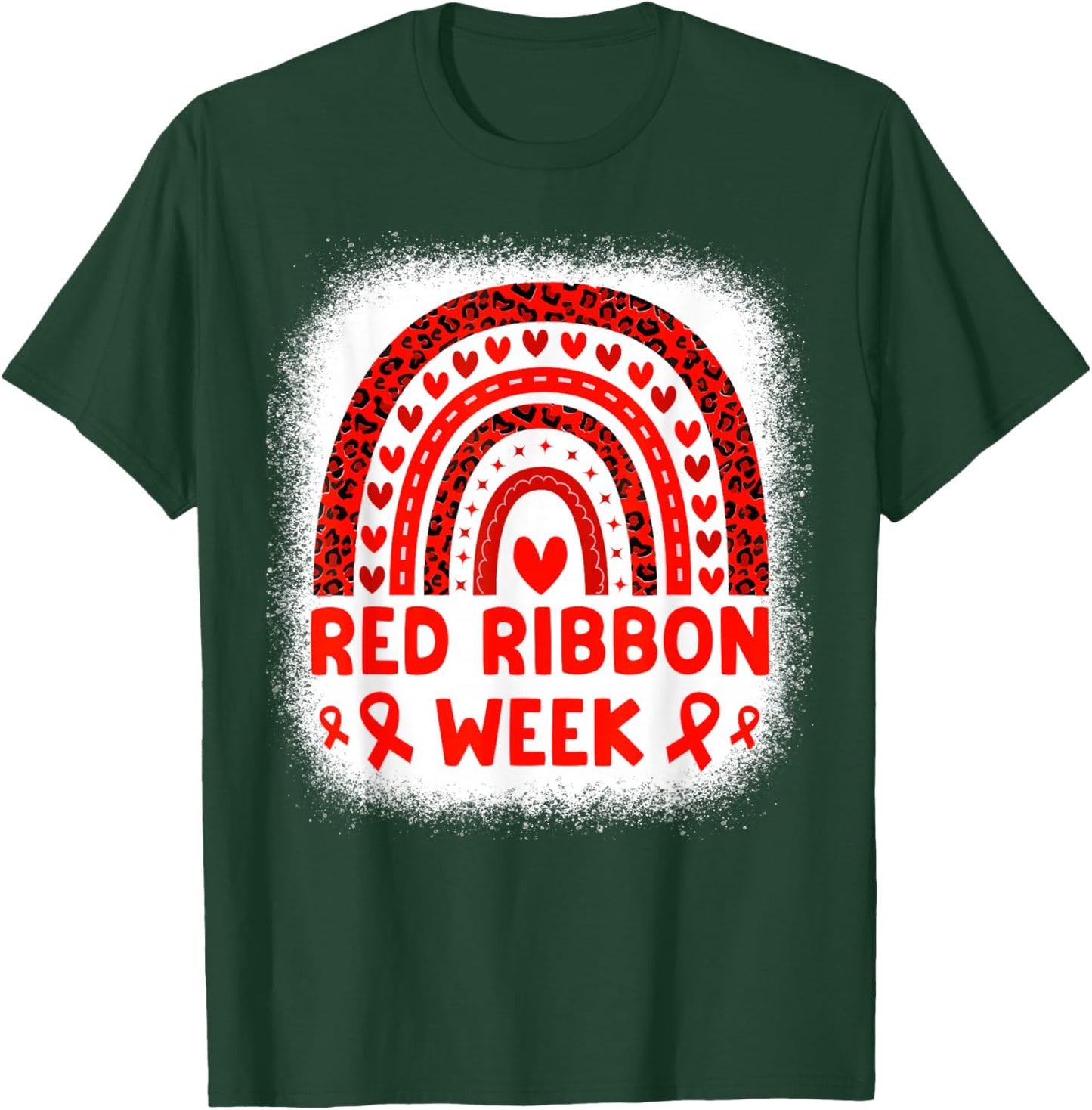 Red Ribbon Week Awareness Rainbow Men Women Kids Red Ribbon T-Shirt - T-Shirt | Forest