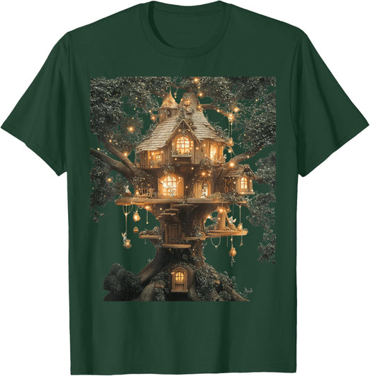 Magical Treehouse Fantasy Art T-Shirt - T-Shirt | Forest