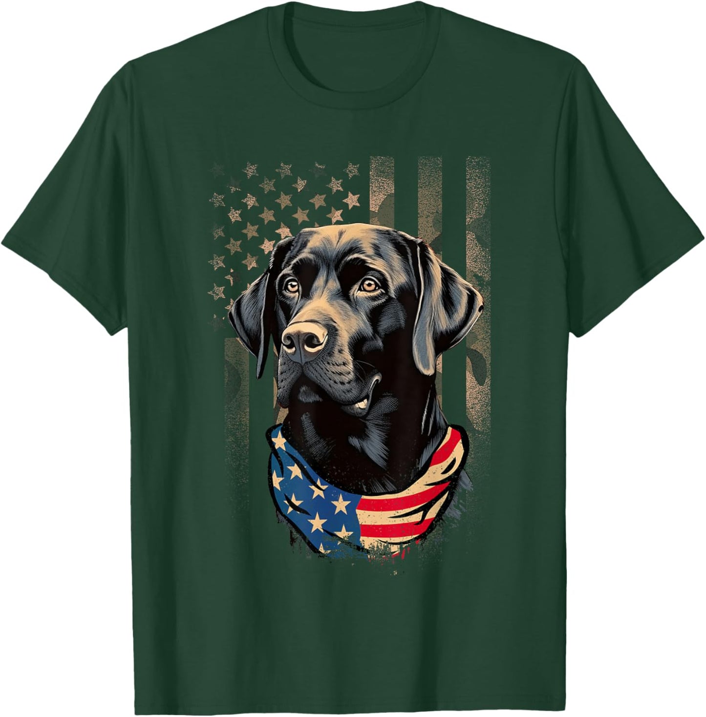 Black Labrador Retriever USA Flag Vintage Labrador Owner T-Shirt - T-Shirt | Forest