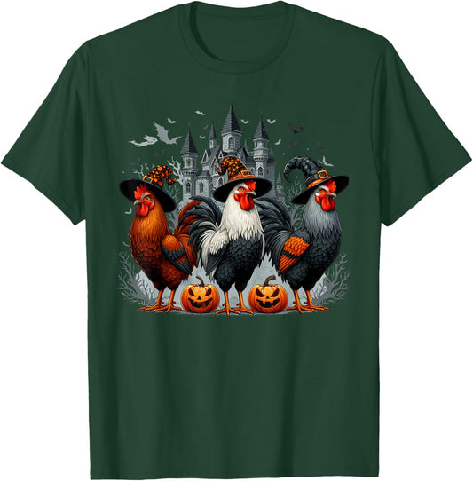 Retro House Chicken Witch Halloween Spooky Autumn Fall T-Shirt - T-Shirt | Forest